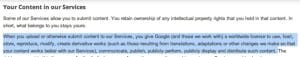 Google Drive Your content in our services