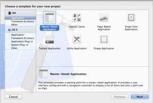 Plantilla Master-Detail Application para timeline de Twitter con Core Data