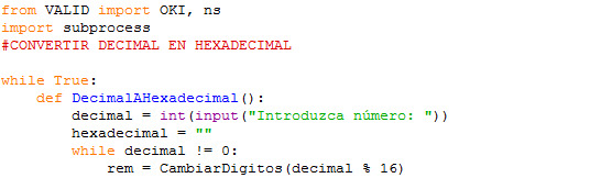 Convertir decimal a hexadecimal con Python