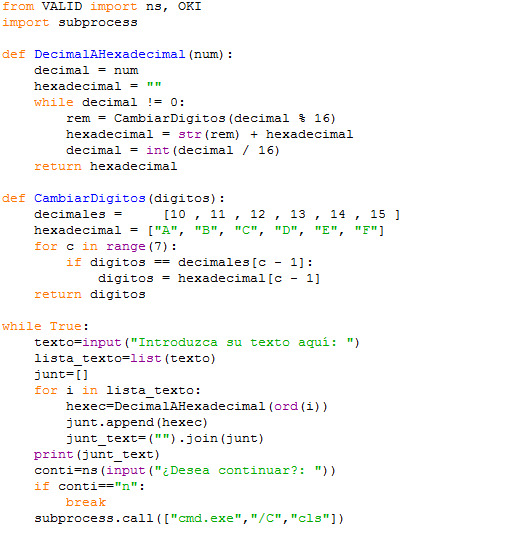 convertir decimal a hexadecimal con Python