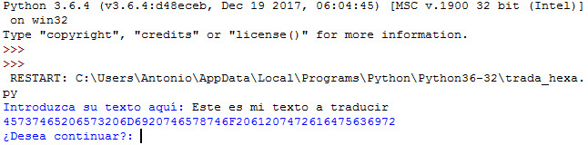 convertir decimal a hexadecimal con Python
