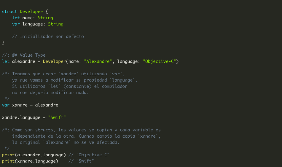 diferencias entre un Struct y una Class en Swift