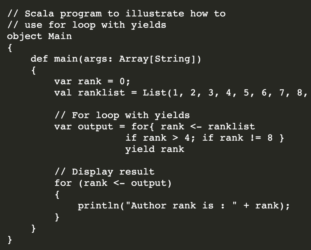 ¿Qué es y cómo se usa for loops en Scala? 12 for loops en scala