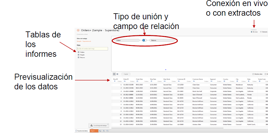 importar datos en tableau