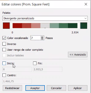 ¿Cómo usar las paletas de color en Tableau? 5 Paleta de color divergente de Tableau.
