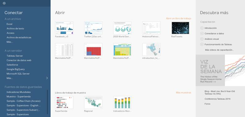 importar datos en tableau