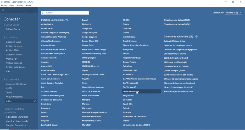 importar datos en tableau