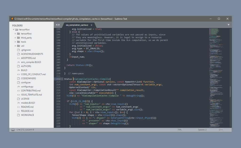 Mejores editores de código 2 Interfaz de usuario de Sublime Text