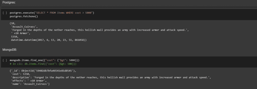 Query en bases de datos SQL y NoSQL