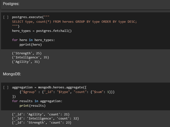Datos nuevos en Postgres y MongoDB