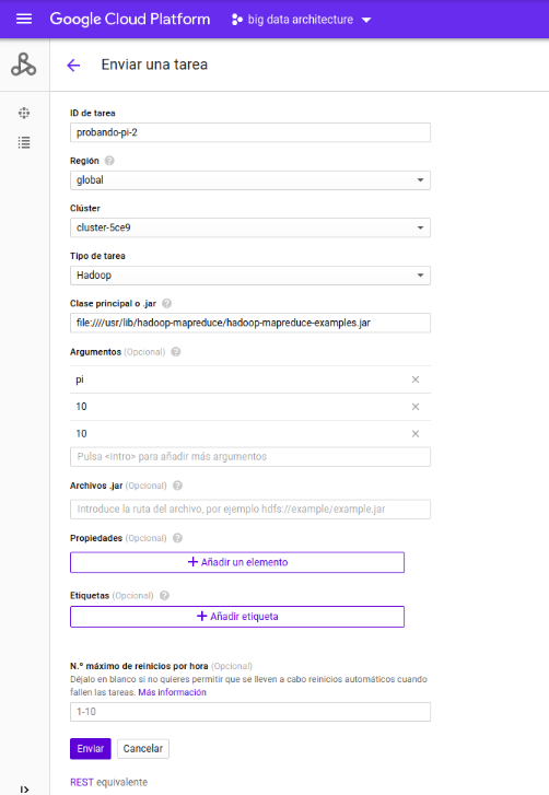 jobs sin comandos a mano en Dataproc