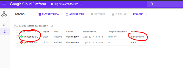 jobs sin comandos a mano en Dataproc