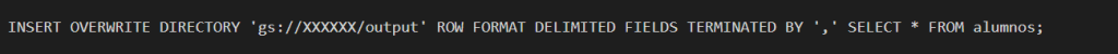 Extracciones hacia Segmentos de Google Storage en Hive 1 Segmentos de Google Storage en Hive