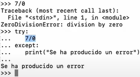 Errores y excepciones en Python y JavaScript 4 Errores y Excepciones en python