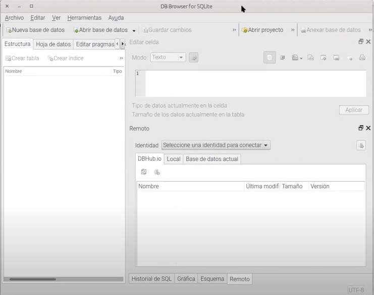 ejecutar una tabla de movimientos en sqlite browser