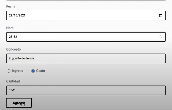Definir la función mostrar formulario con JavaScript 1 función mostrar formulario con JavaScript