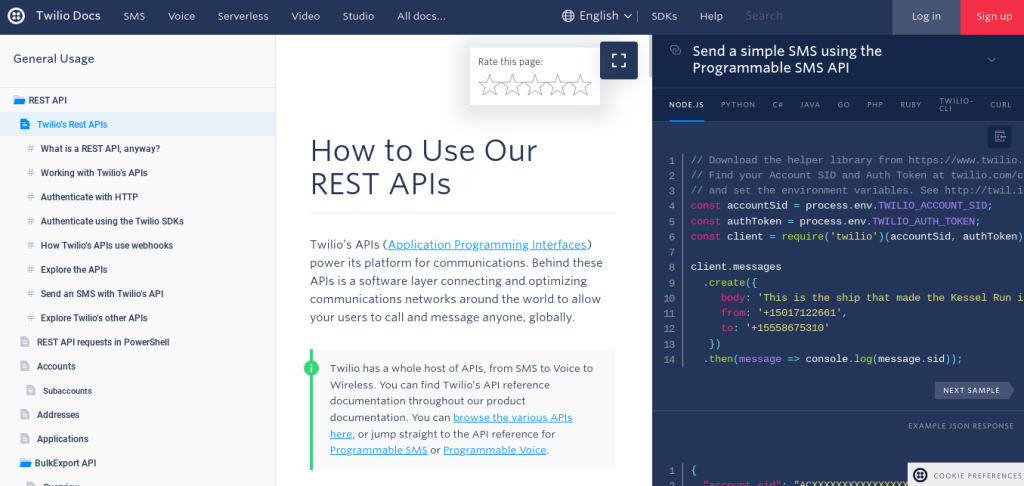 twilo documentación de api