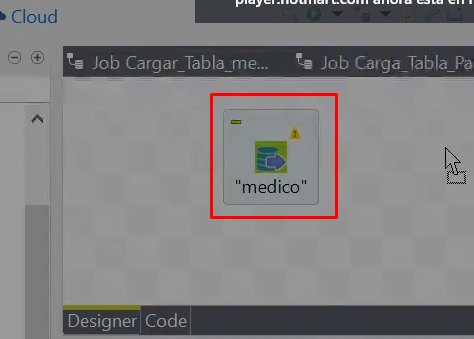 destino de carga en talend open studio: paso 3