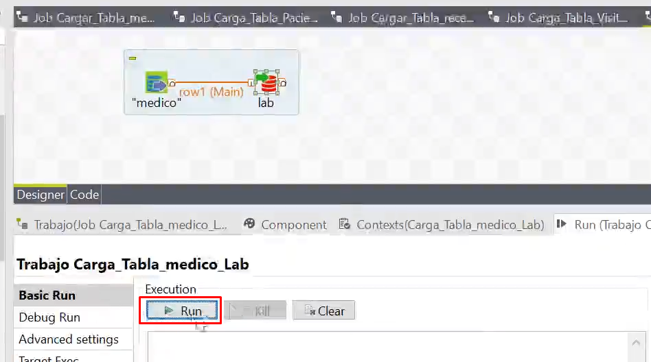 destino de carga en talend open studio: paso 8