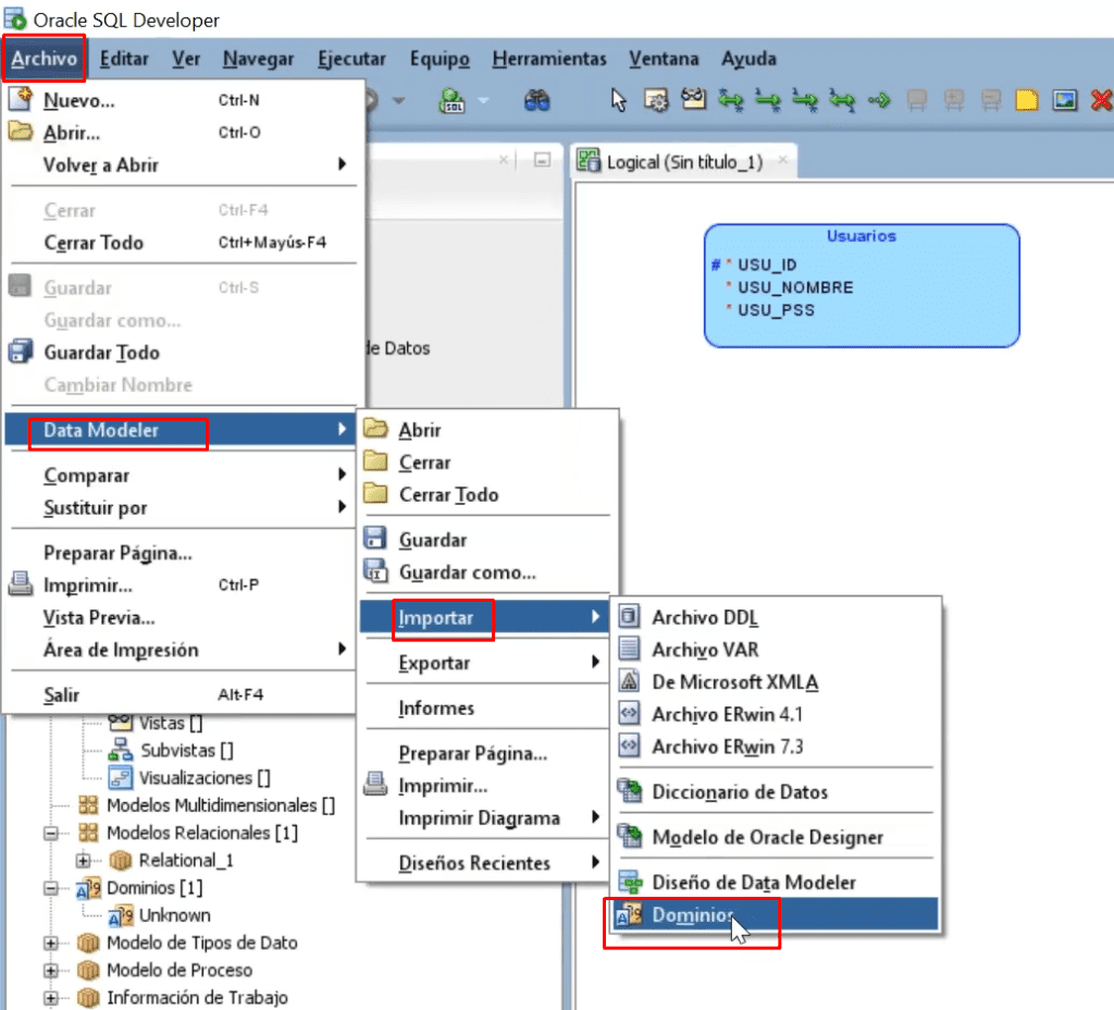 Asociar un dominio de datos a un diseño lógico 1 dominio de datos: paso 1