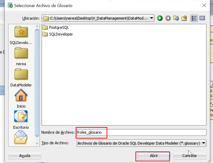 Crear un glosario en Data Modeler 2 glosario en data modeler: paso 2