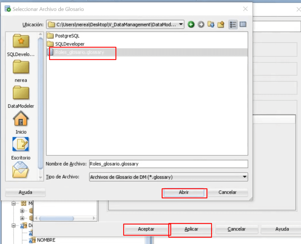Crear un glosario en Data Modeler 6 glosario en data modeler: paso 6