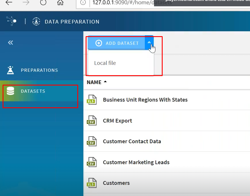 Añadir un Dataset en Talend 1 dataset en Talend: paso 1