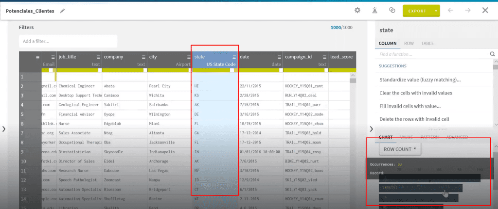 depurar información en Talend: paso 1