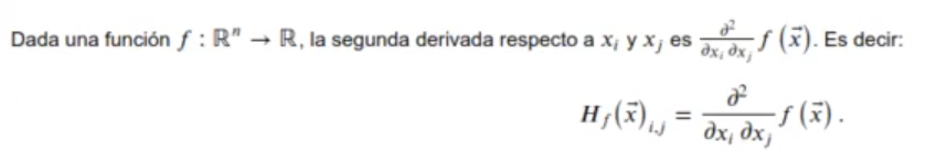 Calcular gradiente y matriz hessiana en R 1 matriz hessiana