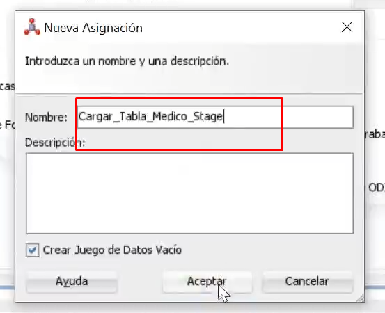 asignación en ODI: paso 3