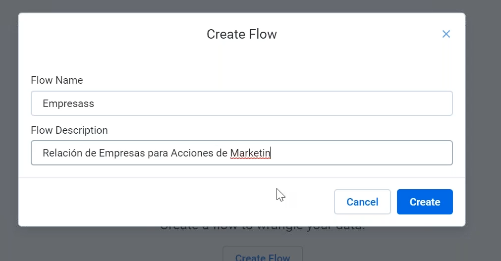 Crear un flujo en Trifacta 3 flow en trifacta: paso 3