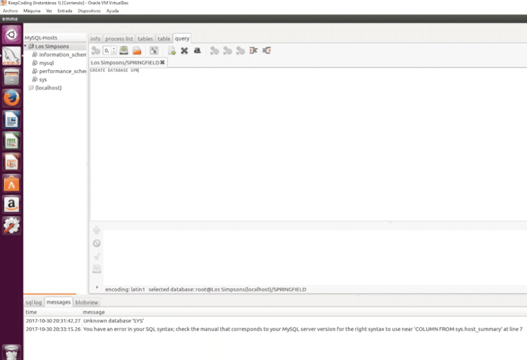¿Cómo crear una BBDD en Virtual Box?