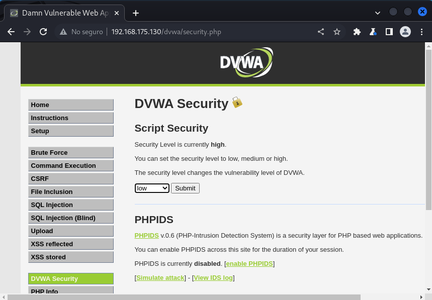 Ataque CSRF en DVWA