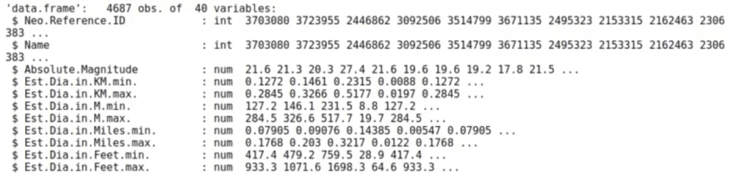 Ejemplo de clasificación estadística usando un dataset de asteroides 1 Ejemplo de clasificación estadística