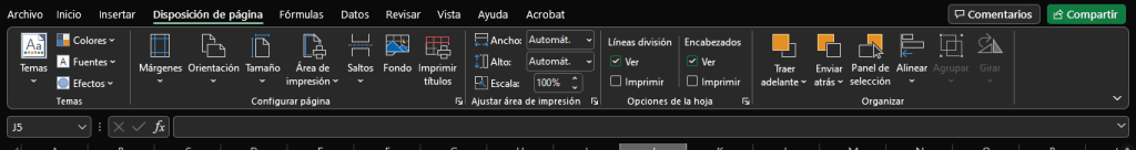 Funcionalidades de otras secciones de Excel