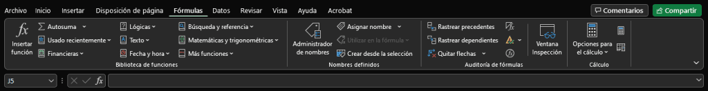 Funcionalidades de otras secciones de Excel
