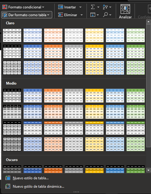 Formatos de Excel