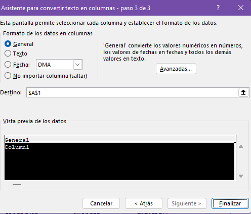 Texto en columnas en Excel 4 texto en columnas excel