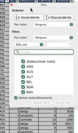 Filtros en Excel 3 Filtros en Excel