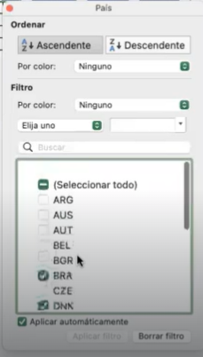 Filtros en Excel 5 Filtros en Excel