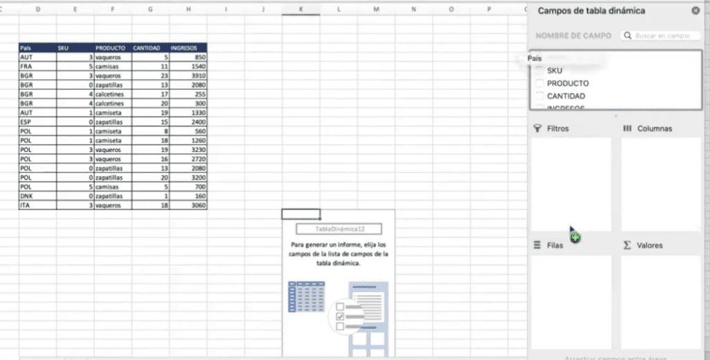 ¿Cómo generar una tabla dinámica en Excel? 3 cómo generar una tabla dinámica