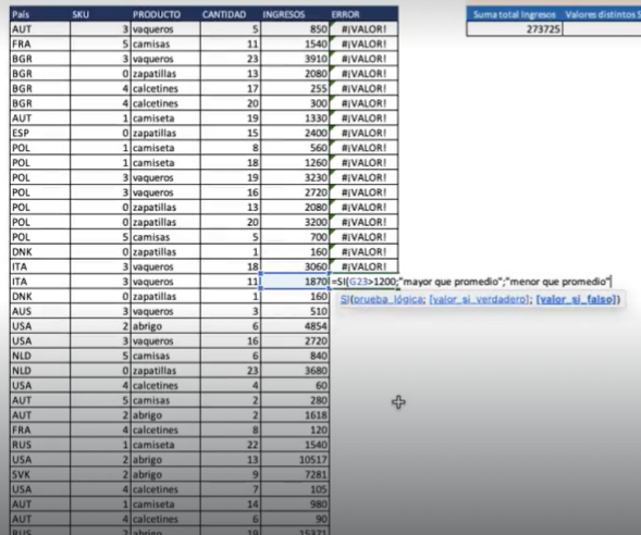 Ejercicio de contar errores en Excel