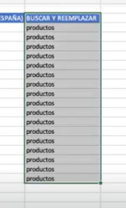 reemplazar en Excel