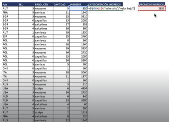 Ejercicio práctico: categorización de ingresos en Excel 3 categorización de ingresos en Excel