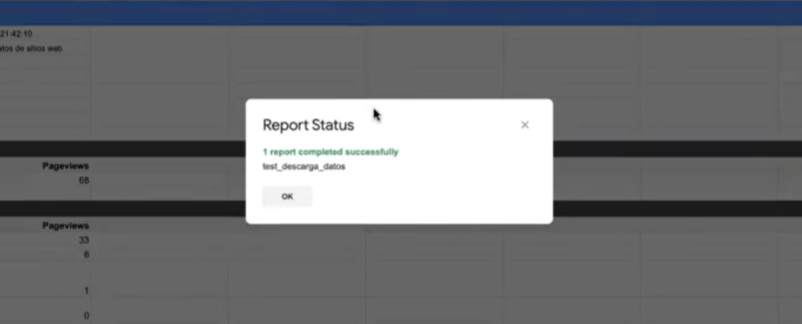 Test de descarga de plugin de Google Analytics
