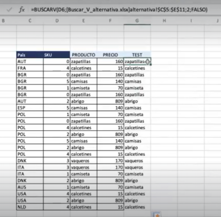 Ejercicio de BUSCARV en Excel 4 Ejercicio de buscar v en Excel