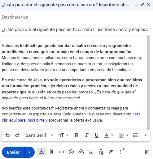 Fórmula HGL del email marketing ejemplo Fórmula HGL del email marketing ejemplo