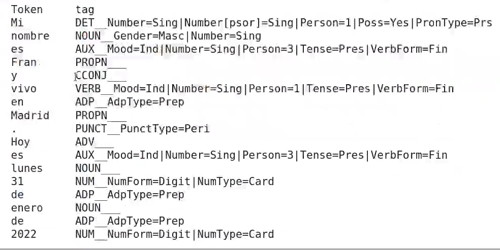 PoS tagging con spaCy 3 PoS tagging con spaCy