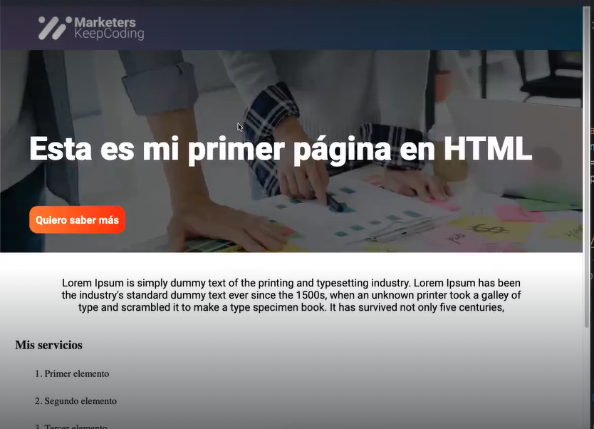 Primera página de HTML para marketer [simple y lo elemental]