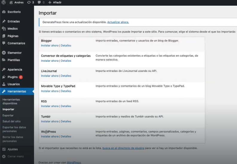 Gestor de usuarios y herramientas en wordpress.org 4 Gestor de usuarios y herramientas en wordpress.org